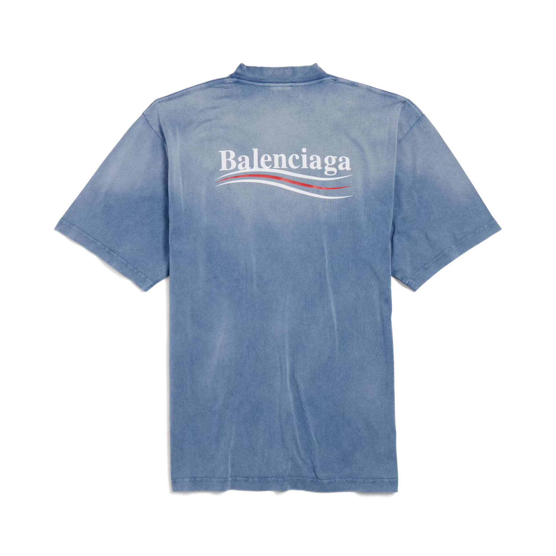 Balenciaga Political Washed Blue Tee