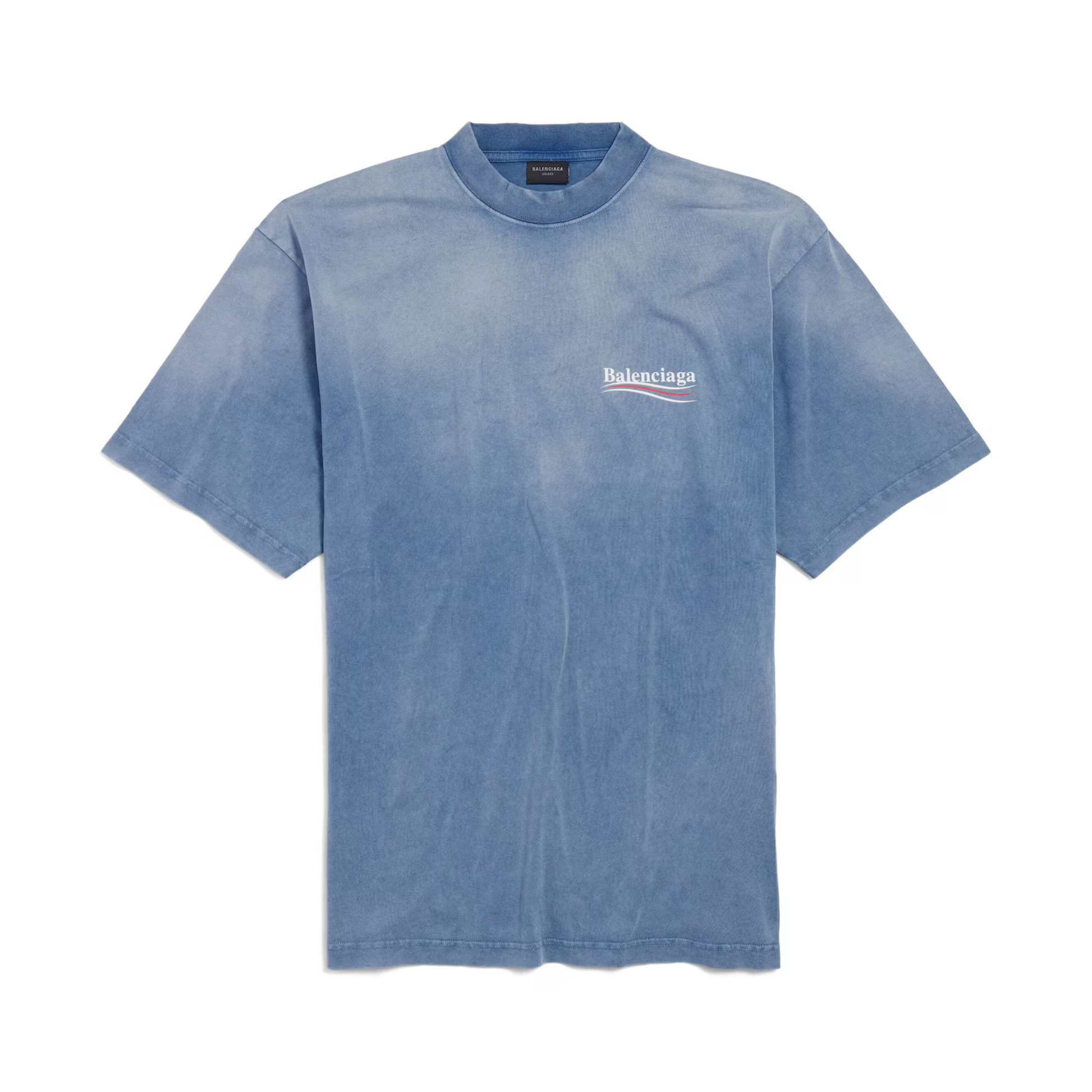 Balenciaga Political Washed Blue Tee